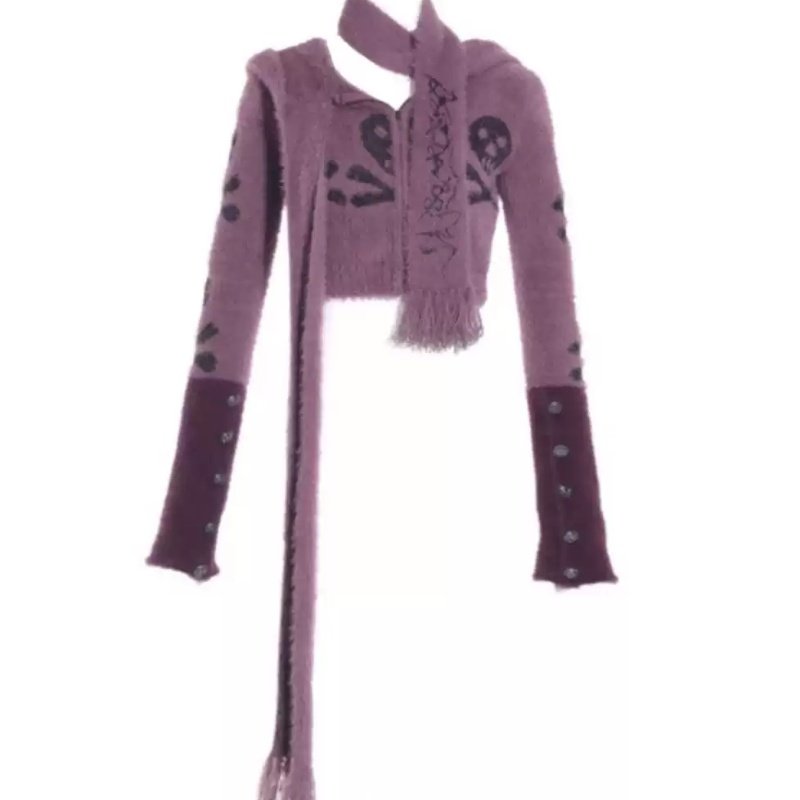 New Women's Skull Imitated Mink Wool Coat - Image 4