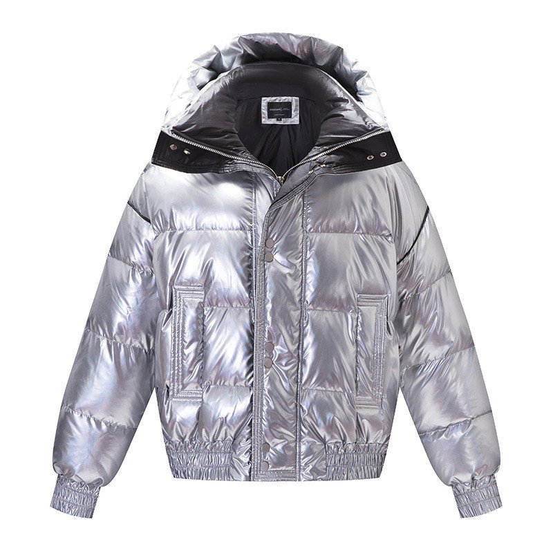 Couples Laser Glossy Thickened Loose Mid Length Down Jacket - Image 3