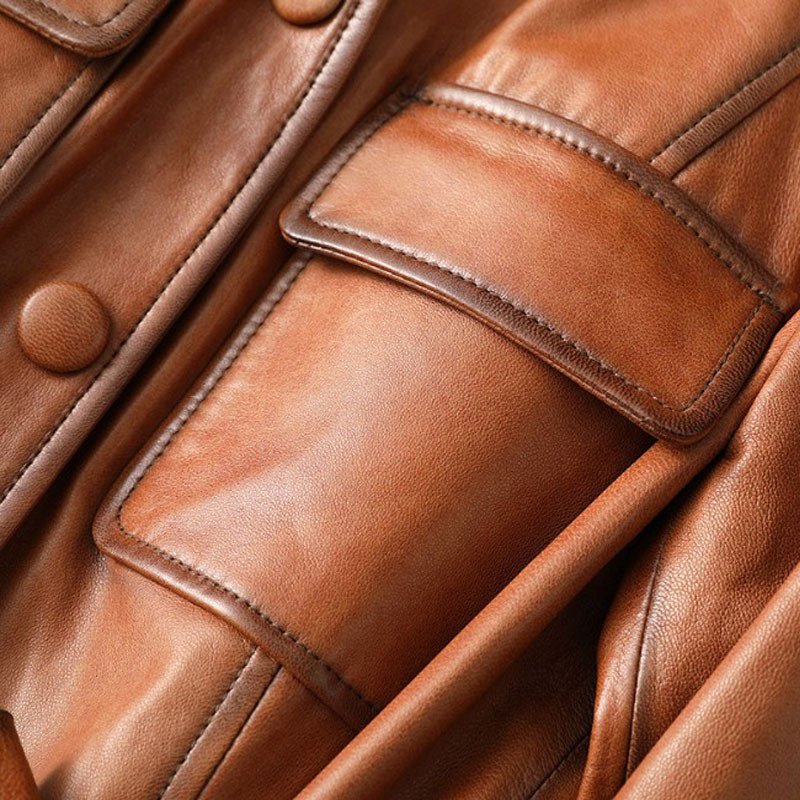 Temperament Sheepskin Leather Leather Belt Looks Thin - Image 5