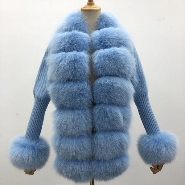 Autumn And Winter Solid Color Fox Placket Cuff Detachable Knitted Cardigan For Women - Image 9