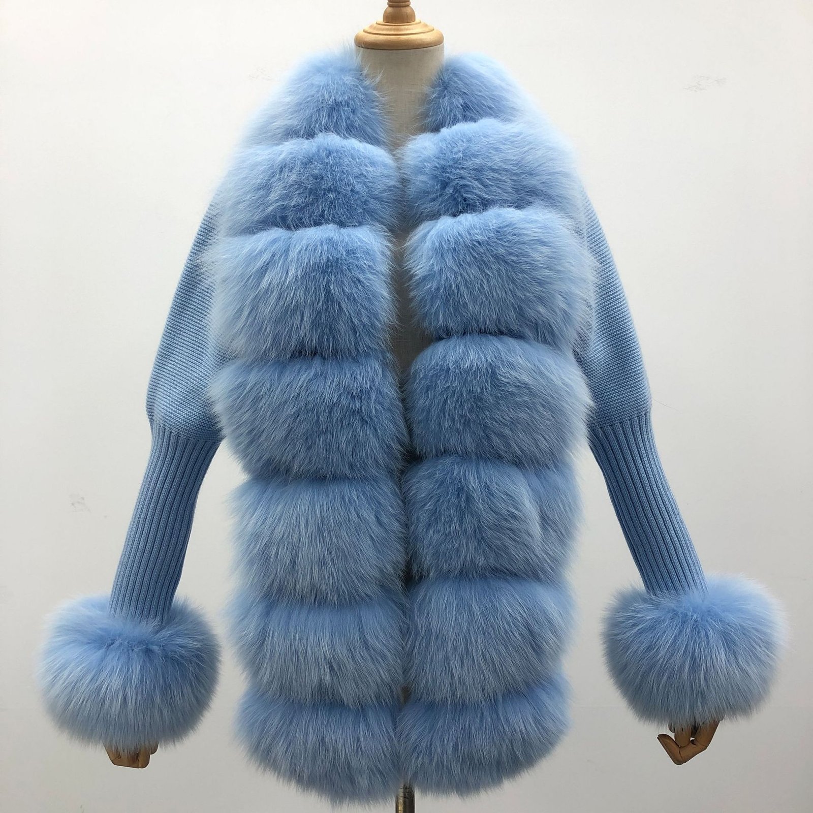 Autumn And Winter Solid Color Fox Placket Cuff Detachable Knitted Cardigan For Women - Image 9
