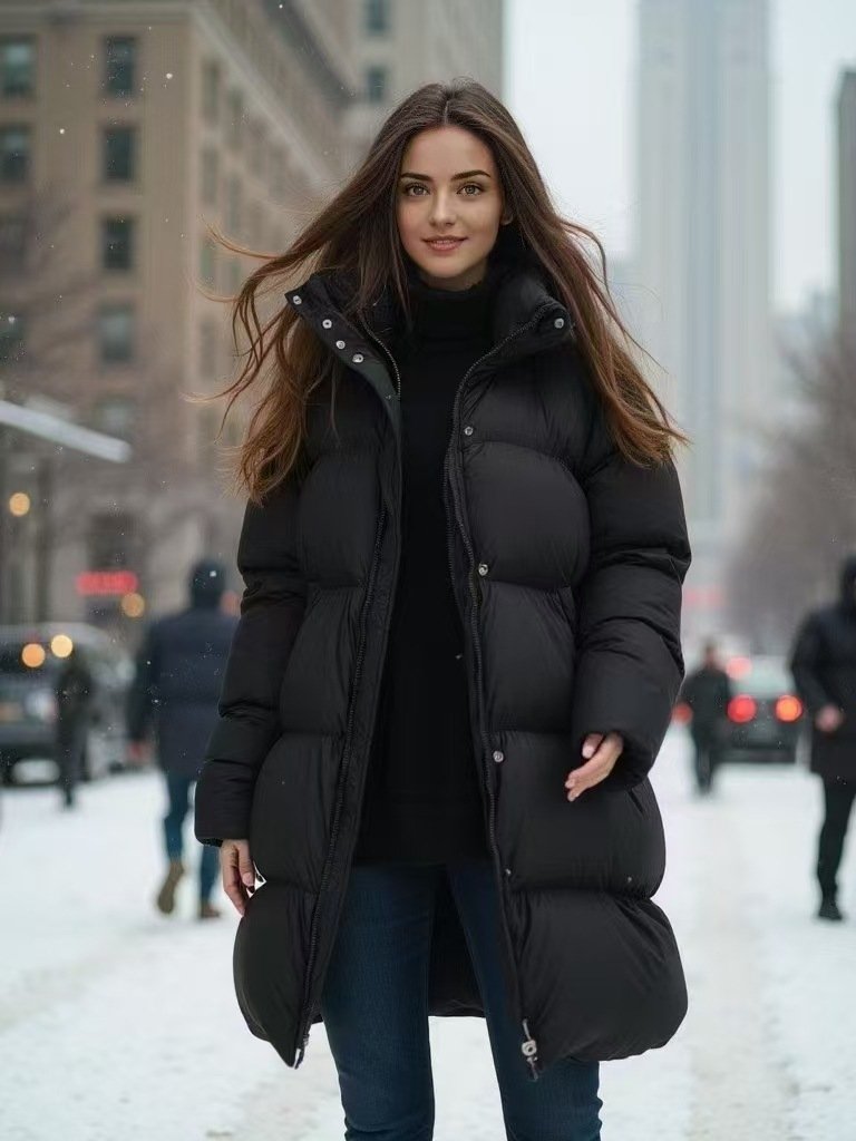 Short Hooded Double Zipper White Duck Down Lightweight Down Warm Jacket - Image 5