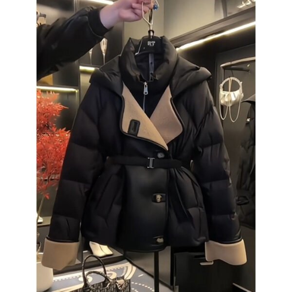 Women's Fashion Black Pure Cotton Coat - Image 5