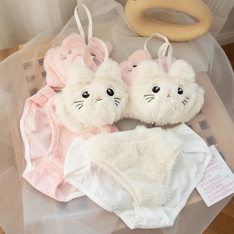 Cute Girl Girls Underwear Pure Cotton Cute Wireless Bra Set - Image 5
