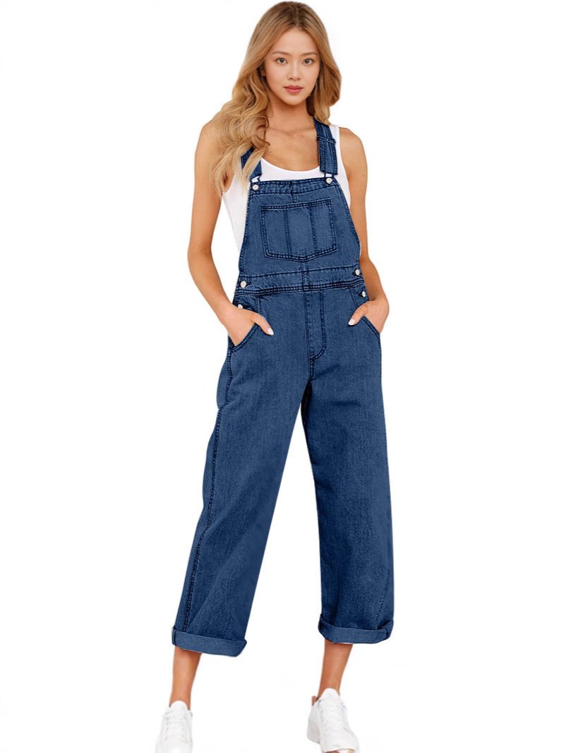 Loose Women's Denim Suspender Pants - Image 3