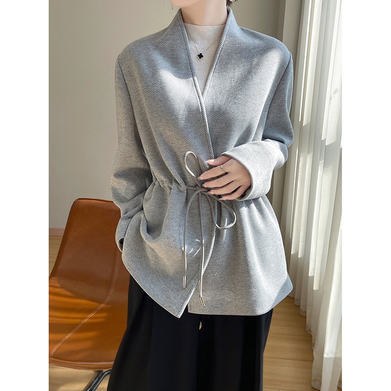 Acetate Cashmere V-neck Knitted Small Suit Solid Color - Image 3