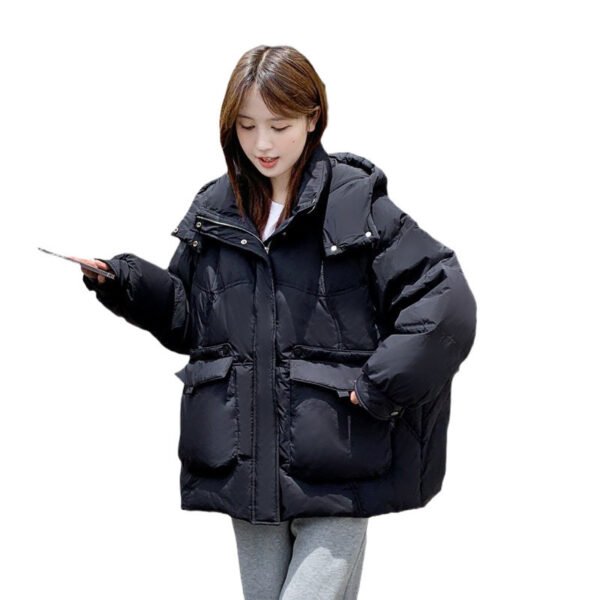 Women's White Duck Down Korean Style Slimming Hooded Thick Down Jacket - Image 4