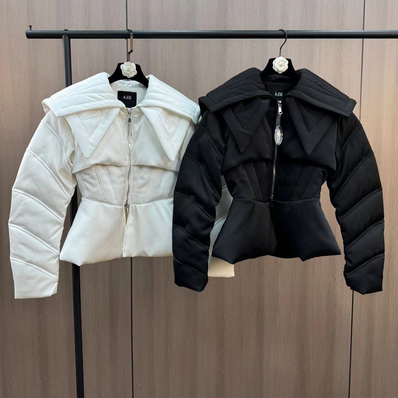 Waist Slimming Bottom Slit Women's All-matching Down Jacket - Image 3