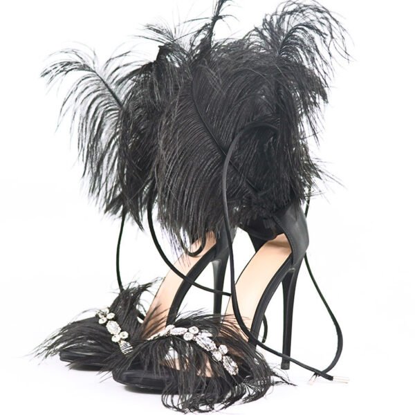 Catwalk Women's Shoes Rhinestone Feather Nightclub High Heels - Image 9