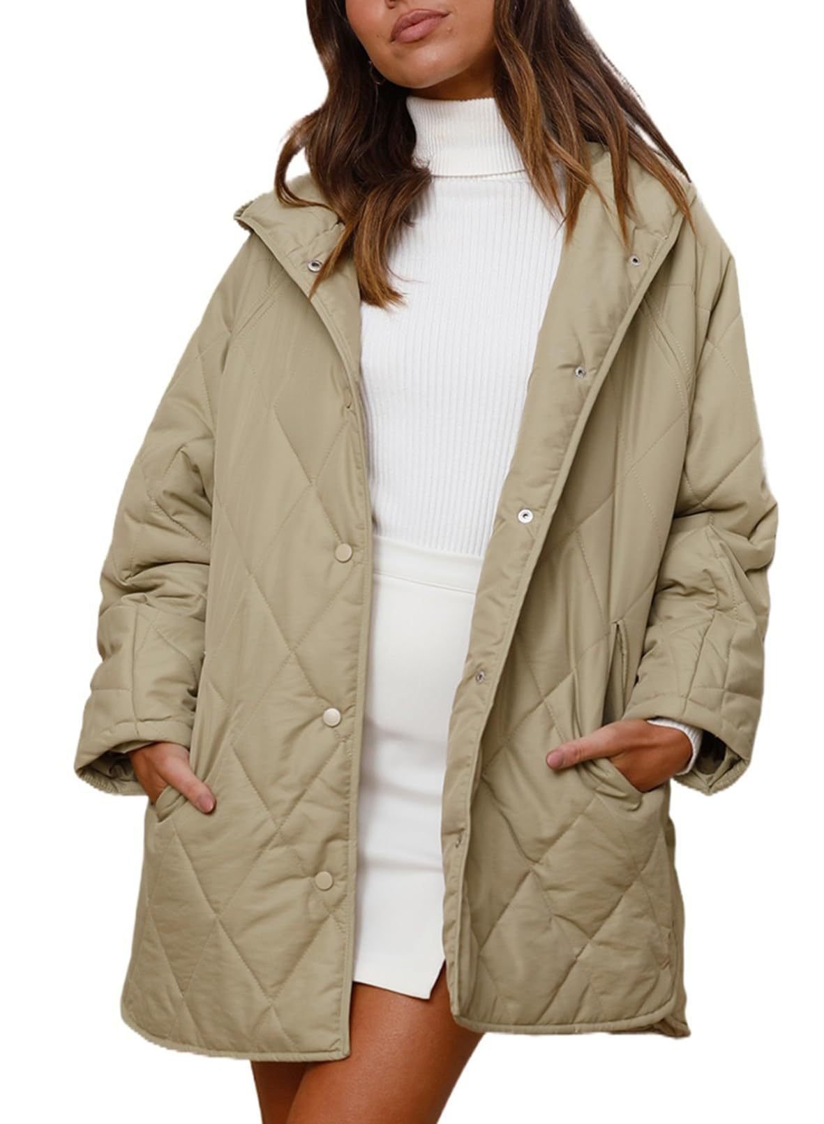 Women's Winter Outerwear Casual Diamond Quilted Hooded Lightweight Jacket - Image 4