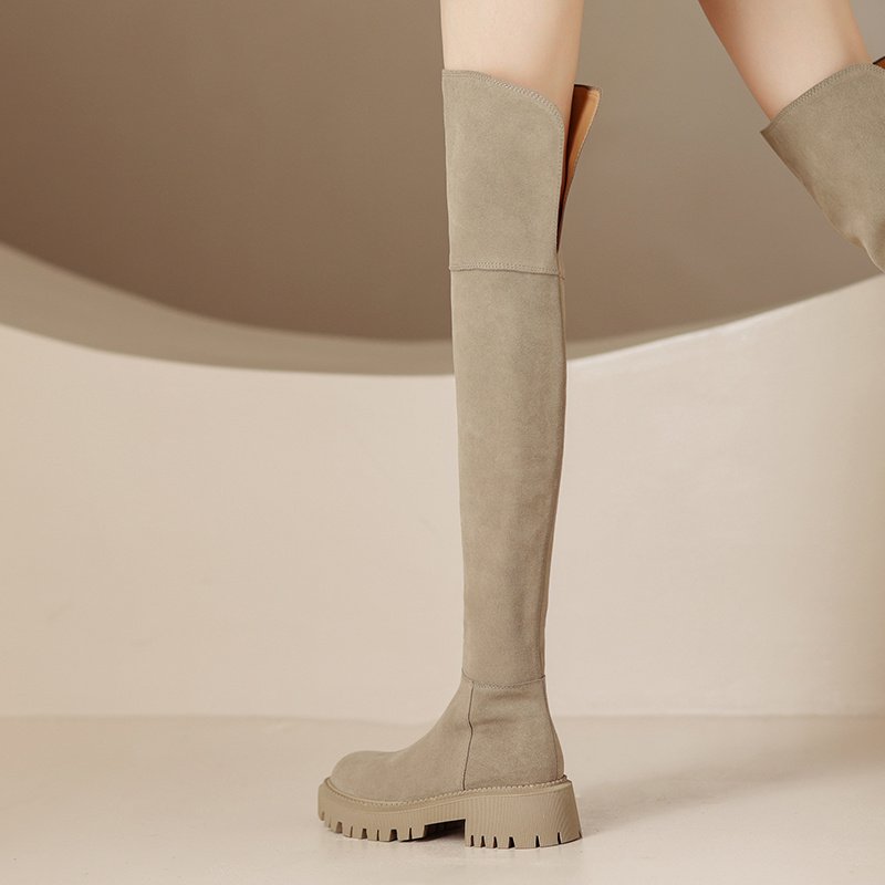 Women With Genuine Leather Frosted Over The Knee Boots - Image 5
