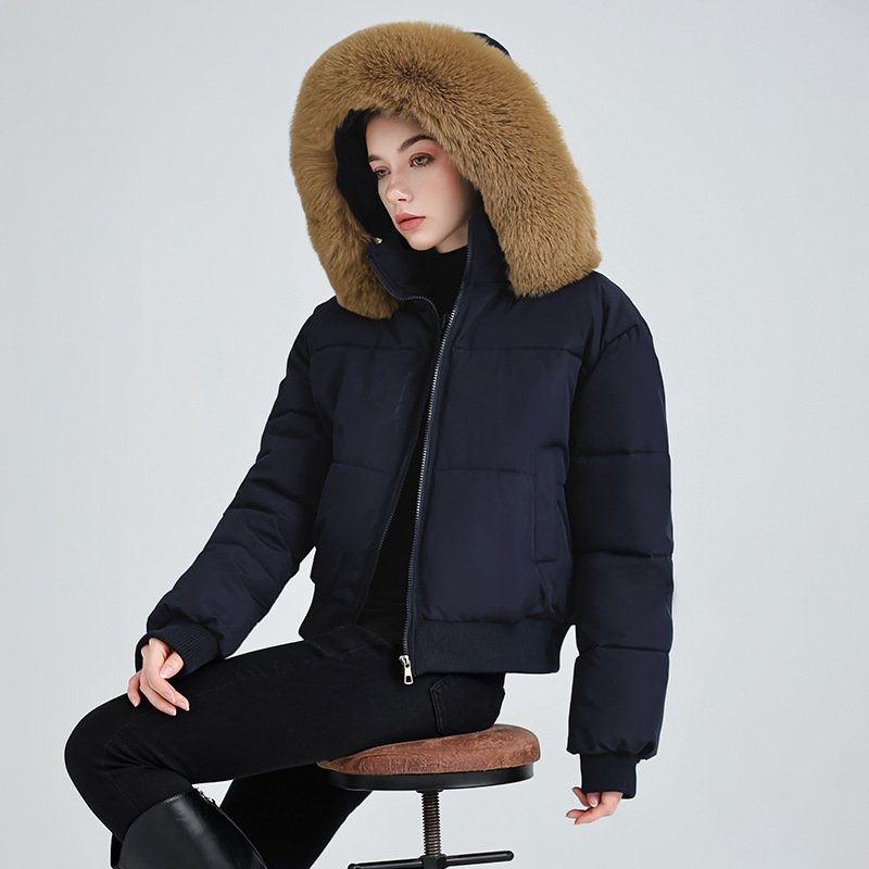Design Sense Hooded Fur Collar Cotton Coat Women's  Jacket - Image 5