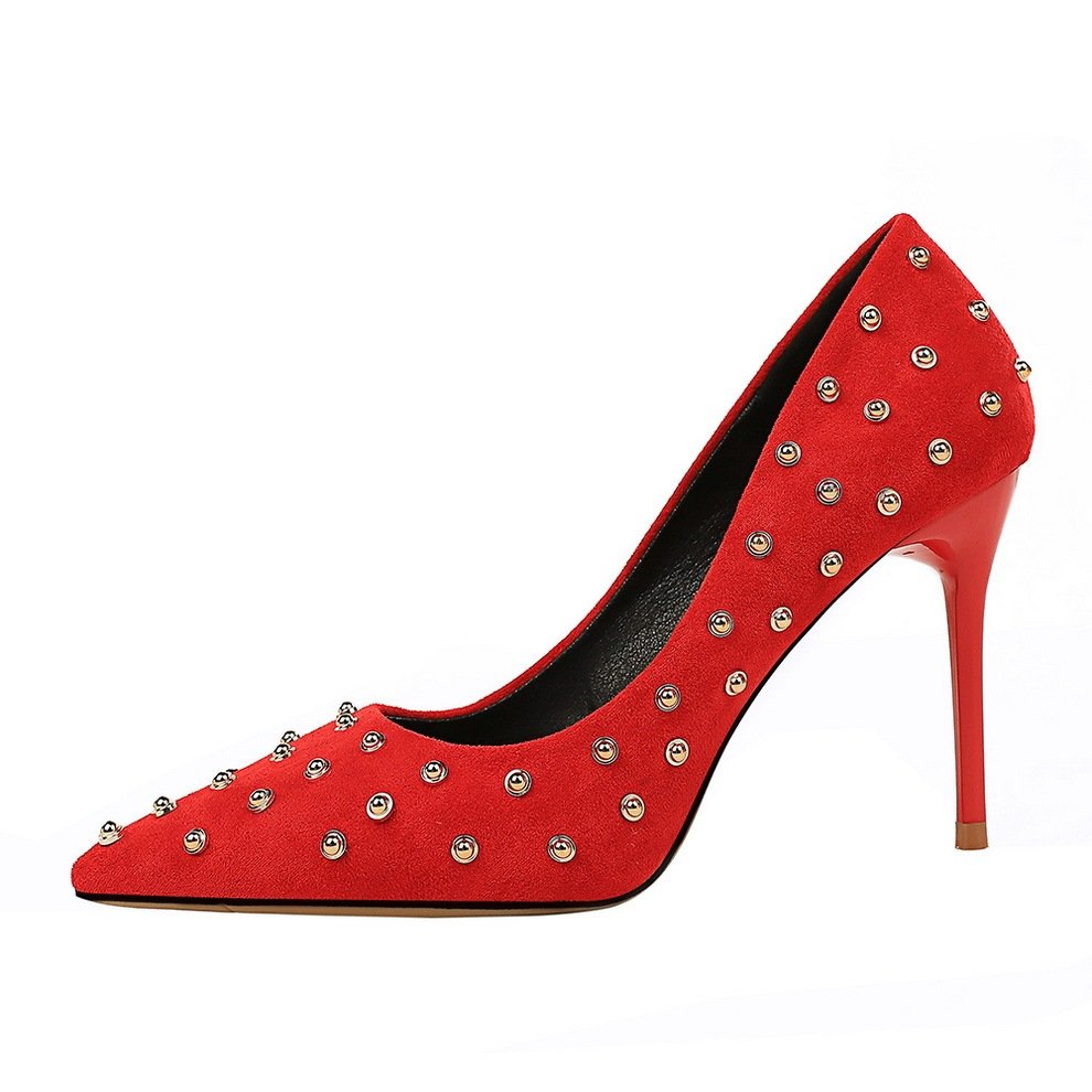 Rivet High Heels Women Stiletto Pointed Shoes