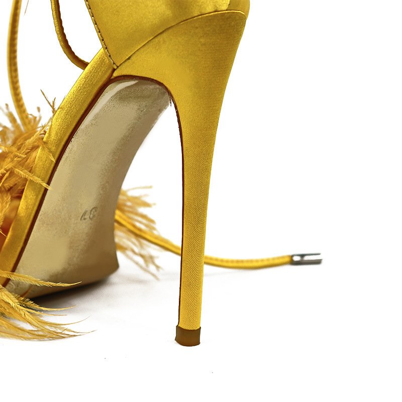 Catwalk Women's Shoes Rhinestone Feather Nightclub High Heels - Image 3