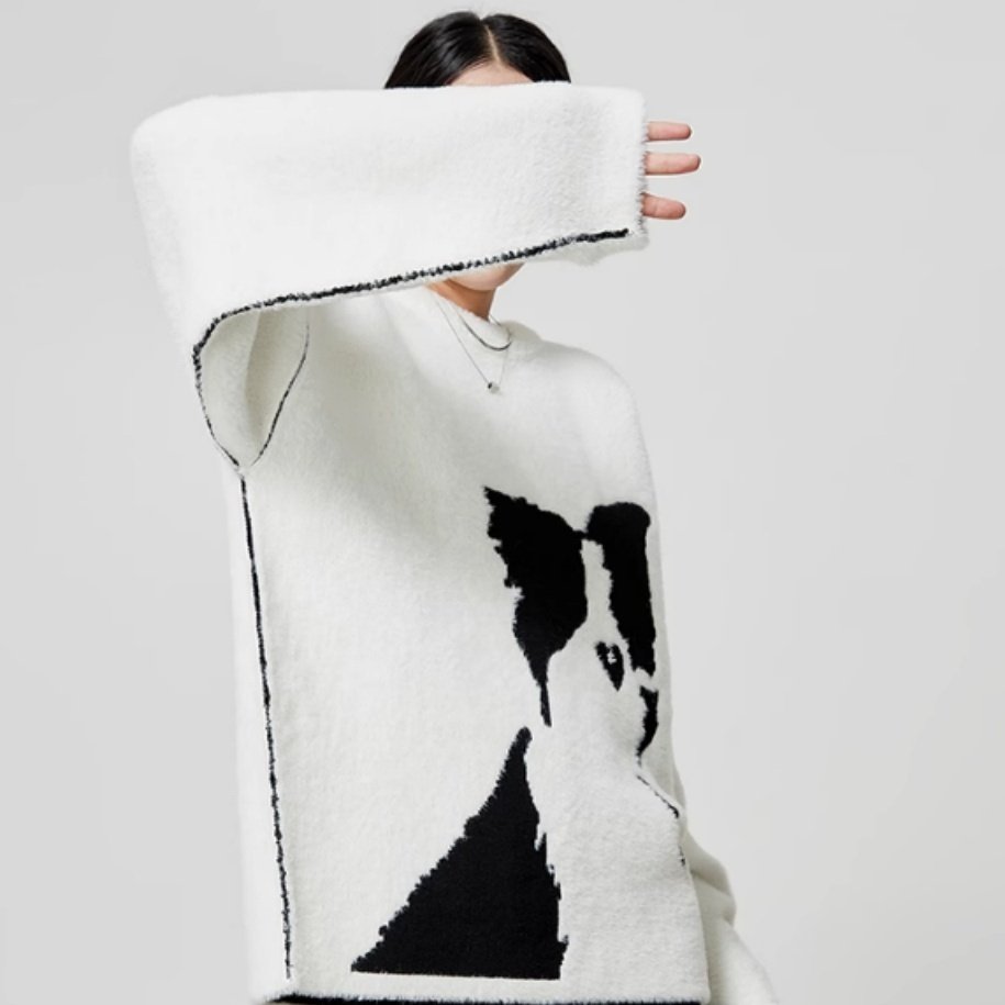 Loose Casual White Soft Glutinous Lazy Sweater - Image 4