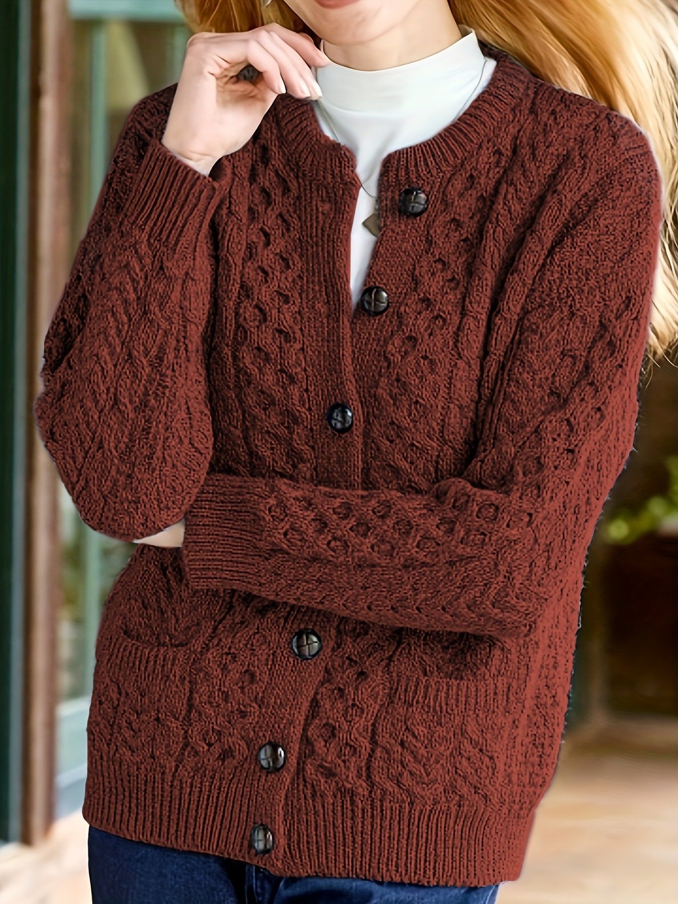 Women's Casual Knit Cardigan Sweater Cozy Long Sleeve - Image 10