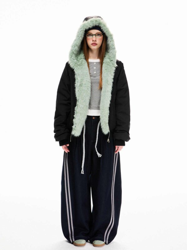 Loose Fleece-lined Warm Parka Cotton Jacket Top Coat For Women - Image 4