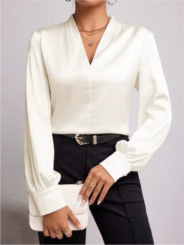 Women's Long-sleeved Satin Shirt - Image 2