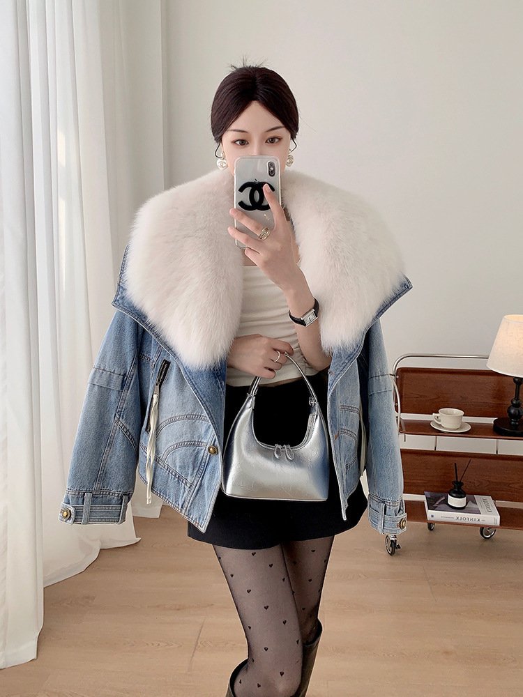 Goose Down Liner Denim Parka Women's Short - Image 7