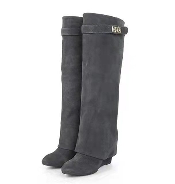 New Wedge Pants Boots Metal Lock Pants Fashion Women Sleeve - Image 6