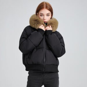 Design Sense Hooded Fur Collar Cotton Coat Women's  Jacket