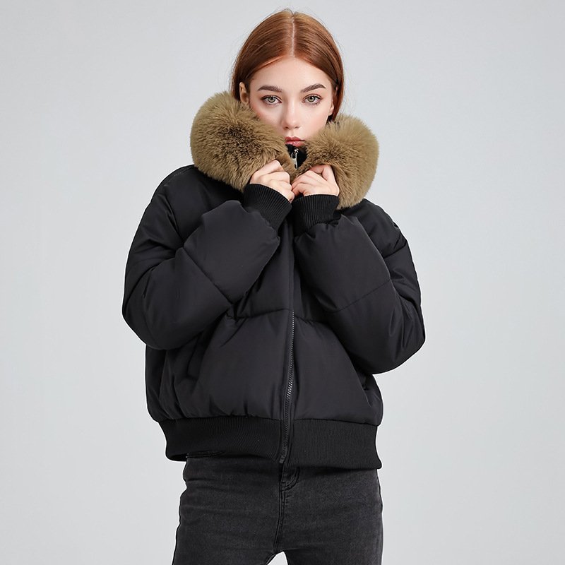 Design Sense Hooded Fur Collar Cotton Coat Women's  Jacket