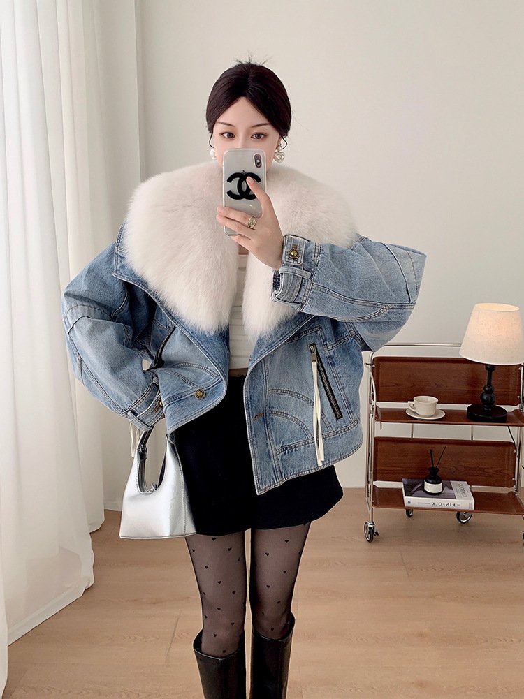 Goose Down Liner Denim Parka Women's Short - Image 3