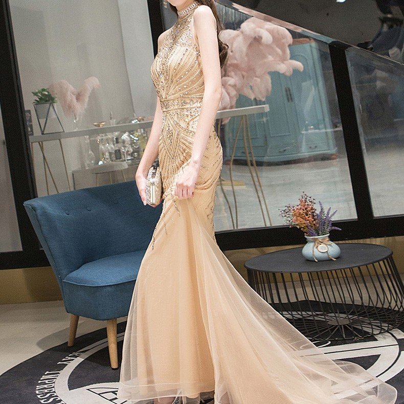 New Luxury Noble Queen Temperament Long Section Fishtail Thin Banquet Show Dress - Image 5
