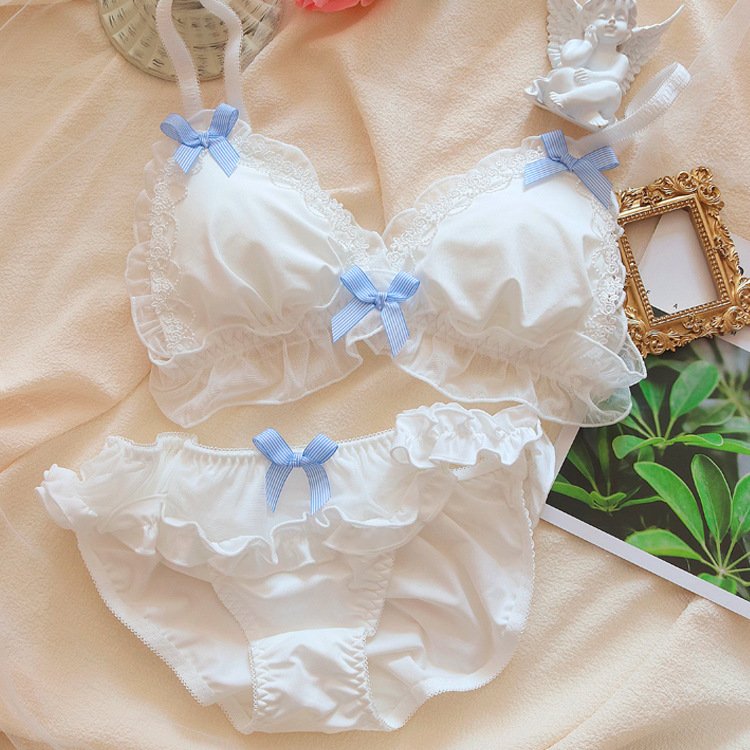 Lace Girl Underwear No Steel Ring Lace Small Chest Comfortable Bra Set - Image 3