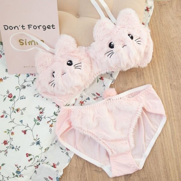 Cute Girl Girls Underwear Pure Cotton Cute Wireless Bra Set - Image 2