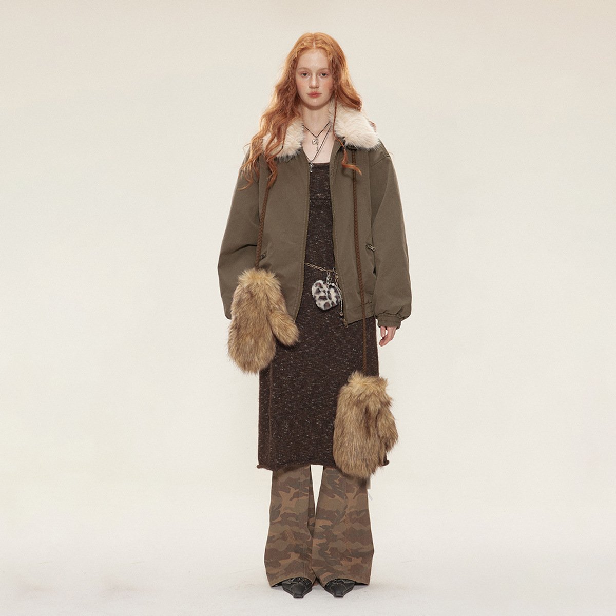 New Winter Cotton Dress Coat Detachable Fur Collar - Image 4