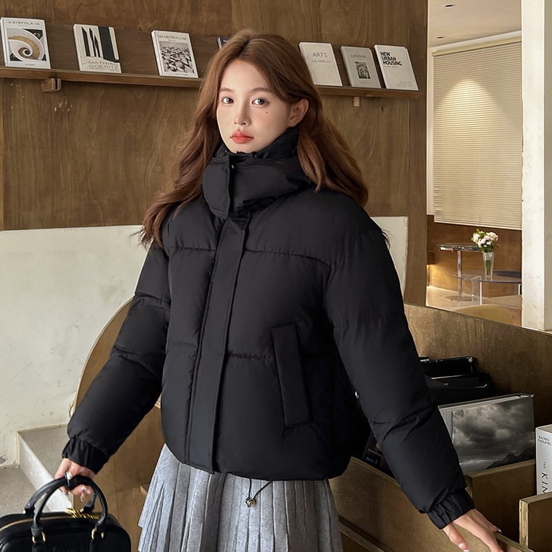 Women's Puffy Hooded Short Cotton Jacket Thickened Loose Short Coat - Image 3