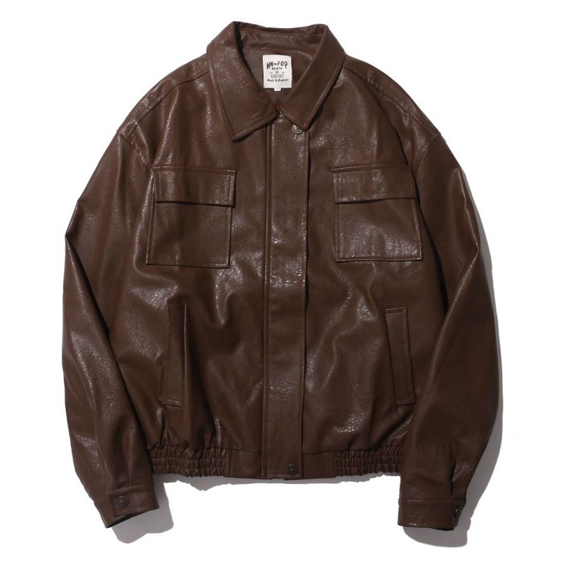 Japanese Vintage PU Motorcycle Leather Jacket - Image 3