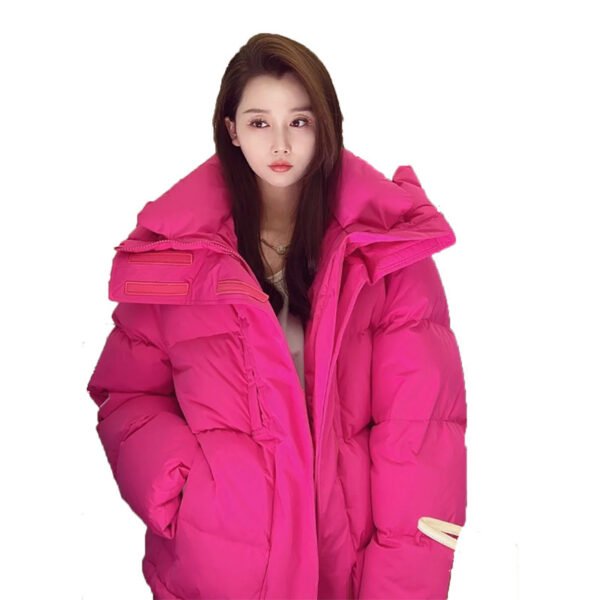 Women's Mid-length Candy Color Hooded Thickened Down Jacket - Image 6