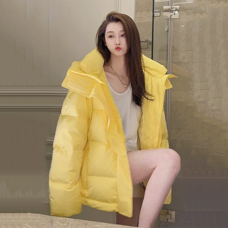 Women's Mid-length Candy Color Hooded Thickened Down Jacket - Image 7