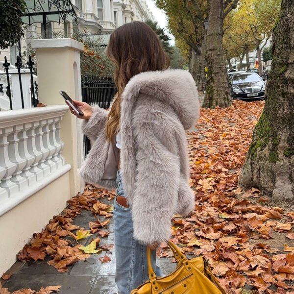 Short Texture Furry Coat Loose Temperament Lapel Cool Long Sleeve Fashion Women - Image 2