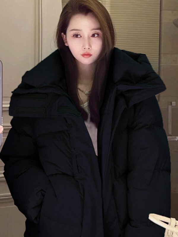 Women's Mid-length Candy Color Hooded Thickened Down Jacket - Image 4