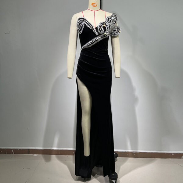 High-end Rhinestone High Slit Dress - Image 8