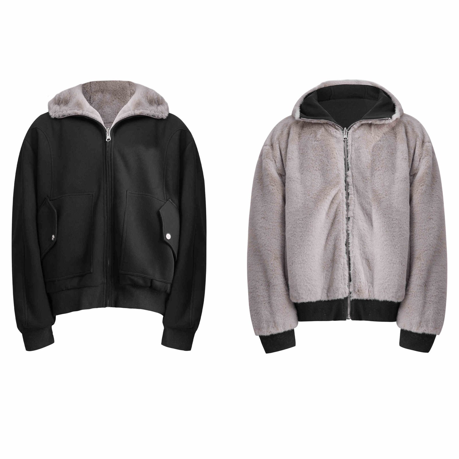 Niche Mountain Carving Plush Hooded Sweater Reversible Coat Couple Cotton Clothes - Image 2