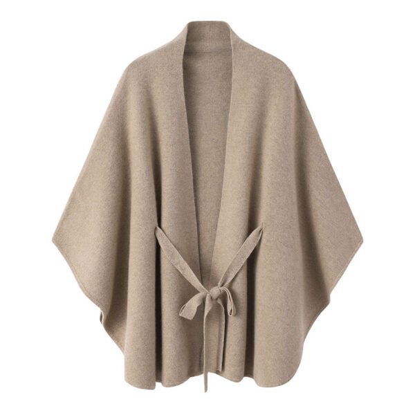 Cashmere Women's Cloak Lace-up Fashionable Outerwear Sweater - Image 3