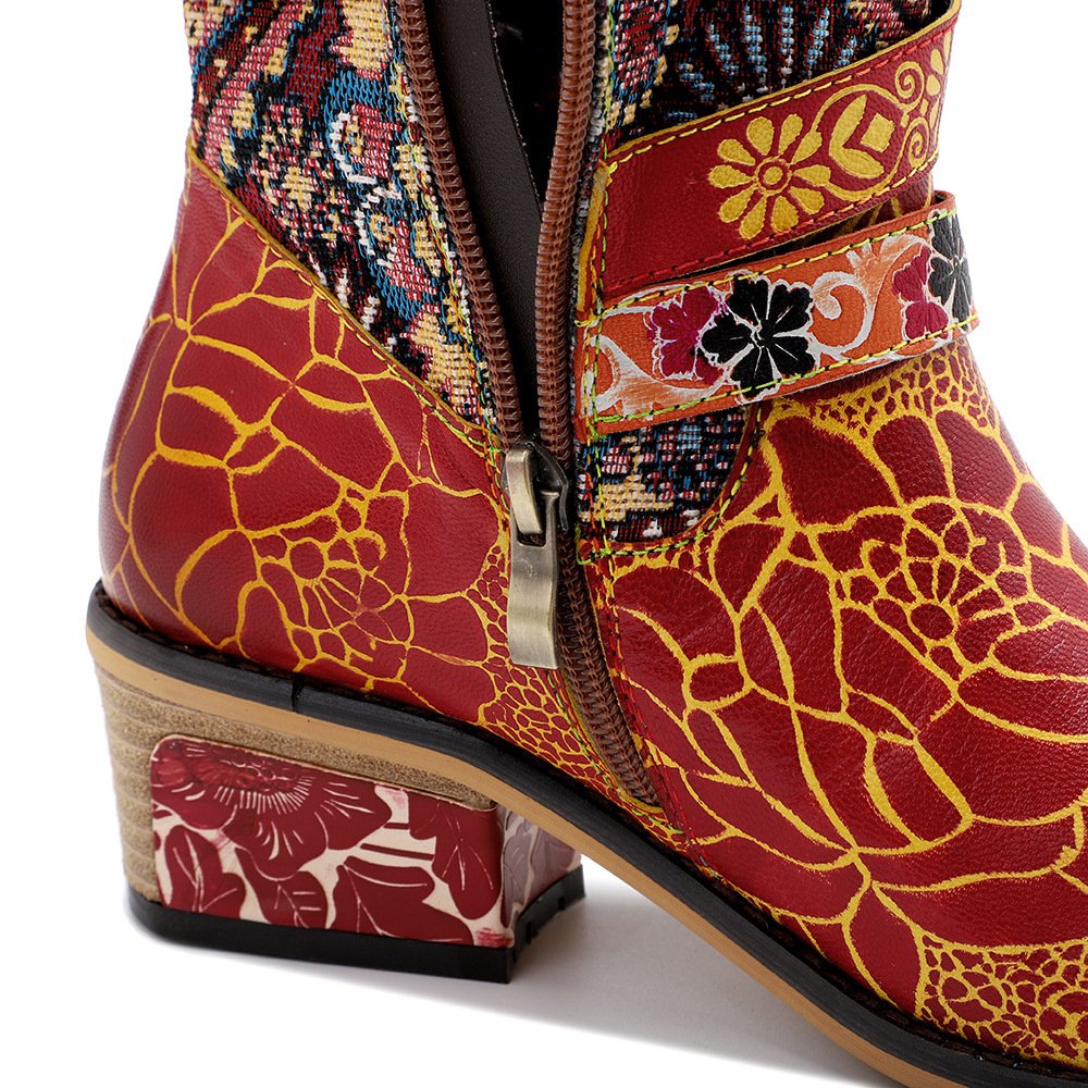 Large Size Retro Heavy Industry Printed Boots For Women - Image 7