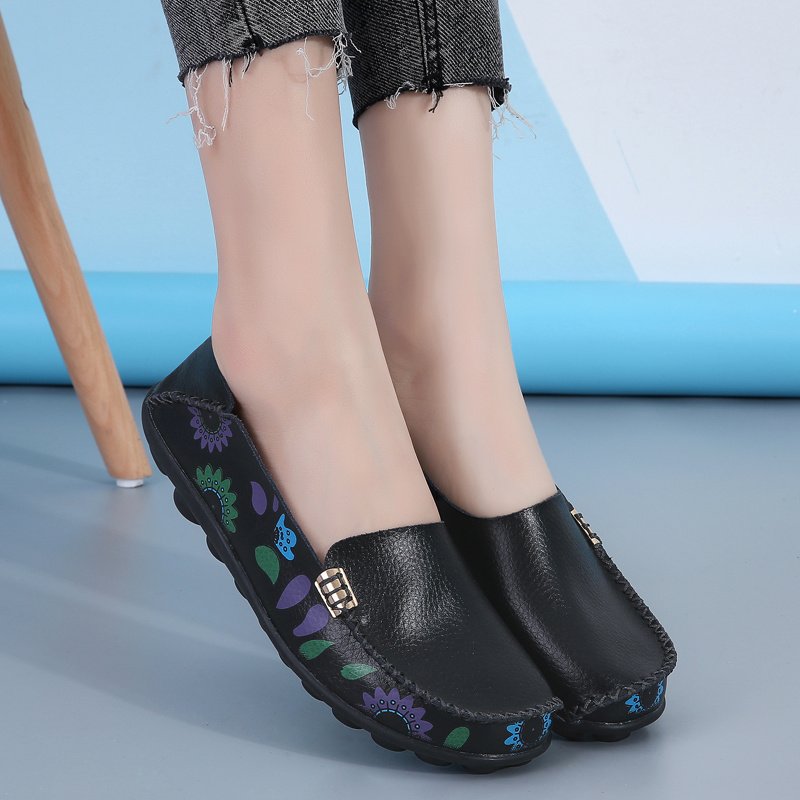 Flowers  Women Flat Shoes With Sewing Thread Soft Shoes - Image 2