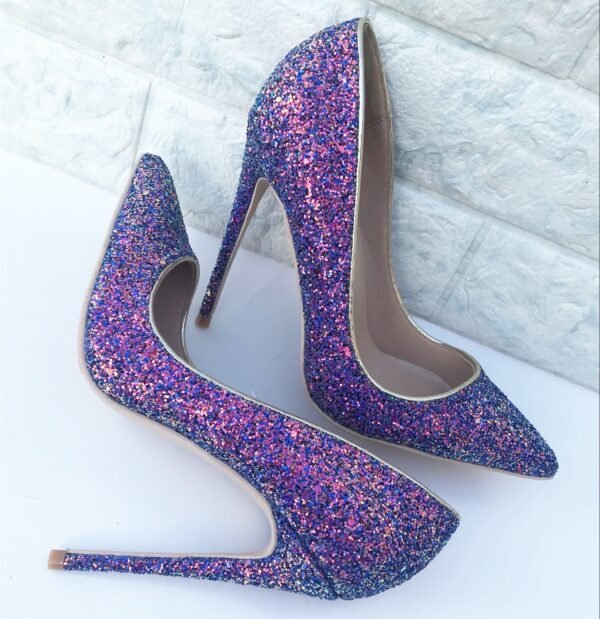 Symphony purple sequin high heels - Image 4
