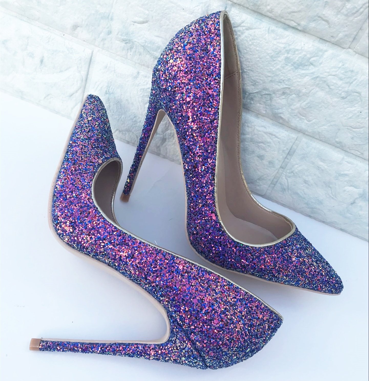 Symphony purple sequin high heels - Image 4
