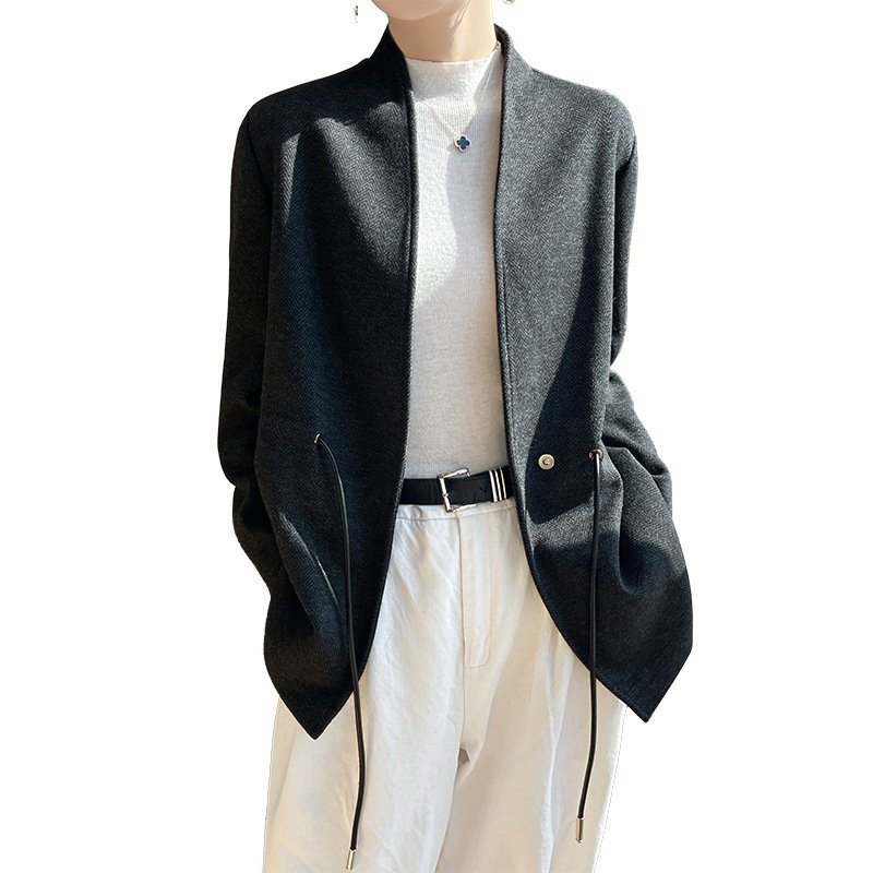 Acetate Cashmere V-neck Knitted Small Suit Solid Color - Image 5