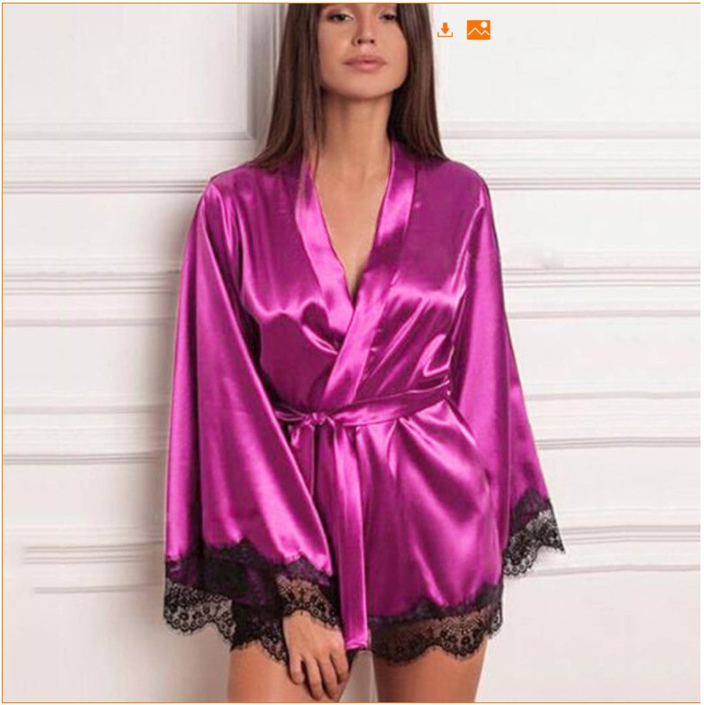Ladies  Silk Lace Nightdress with Pajamas - Image 6