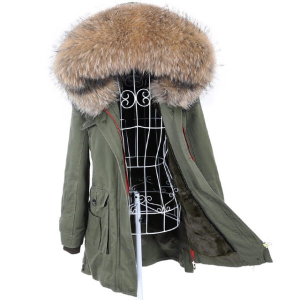 New Big Natural Real Raccoon Fur Collar Coat Luxu - Image 5