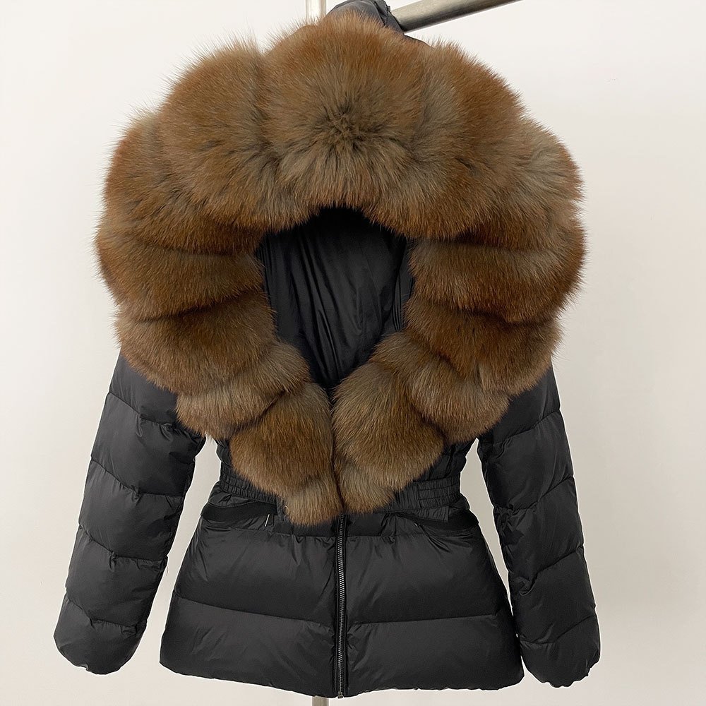 Short Women's Thickened Slim Fit Waist-tight Fur Down Jacket - Image 10