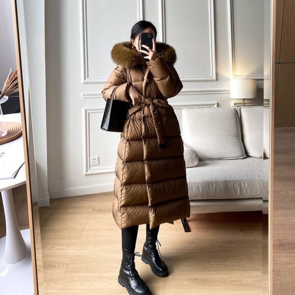 Korean Version Waist Trimming Below The Knees Fox Fur Collar Temperament Coat - Image 2