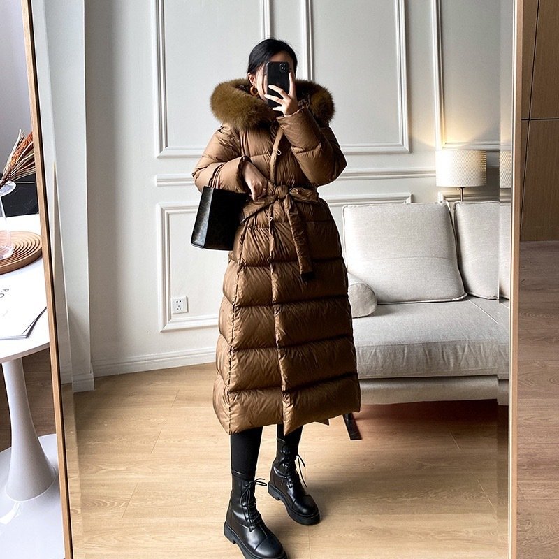 Korean Version Waist Trimming Below The Knees Fox Fur Collar Temperament Coat - Image 2